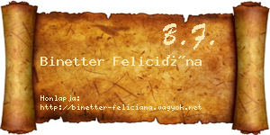 Binetter Feliciána névjegykártya